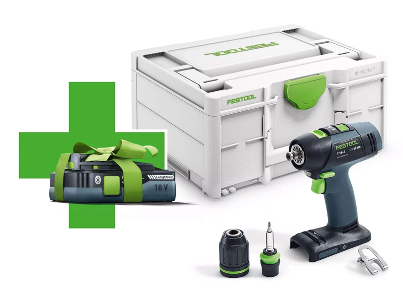 Festool boor-schroefmachine T 18+3 Basic 50Nm + gratis 4,0 Ah accu