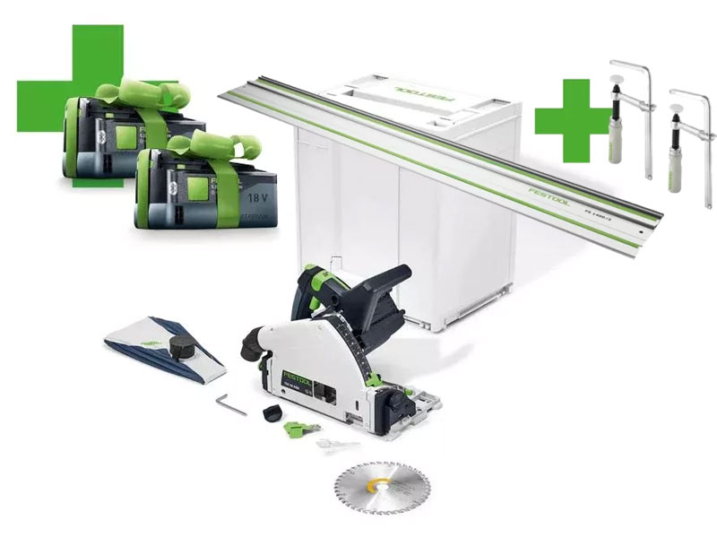Festool invalzaag TSC 55 KEB-Basic 160mm + 2x 18V 5,0 Ah accu