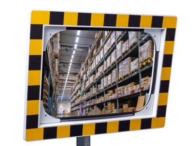 Industriespiegel polycarbonaat rechthoek met geel-zwarte rand