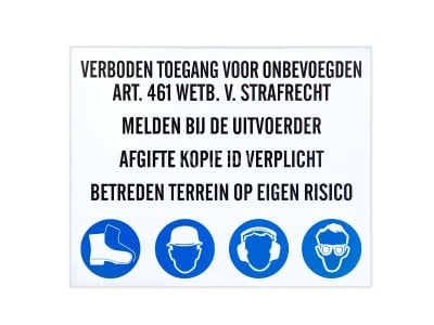 Veiligheidsbord standaard kopie ID verplicht