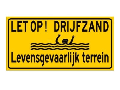 Drijfzand bord 80 x 40 cm geel 