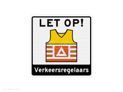 Verkeersbord VKR01 – Let op! Verkeersregelaars 60 x 60 cm