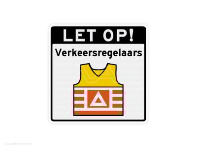 Verkeersbord VKR04 – Let op! Verkeersregelaars 60 x 60 cm