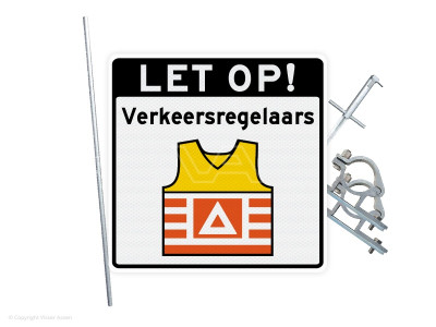 Verkeersbord VKR04 60 x 60 cm | Set met mast, slagpot + beugels