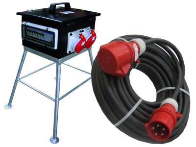 Verdeelkast 32A + verlengkabel 5x4mm²  25 meter 