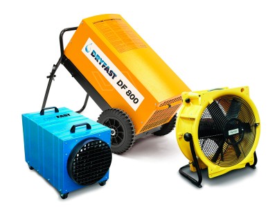 Bouwdroger DF 800F + ventilator TTV 4500 + kachel DFE 65