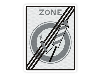 Verkeersbord Einde ZONE Vuurwerkverbod 