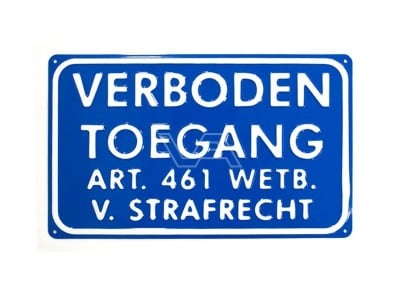 Verboden Toegang geperst metaal 33 x 20 cm