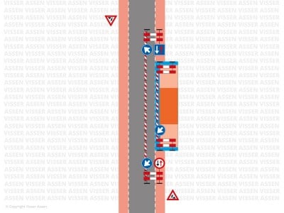 Wegafzetting fietspad over rijbaan > 2 uur 1124a