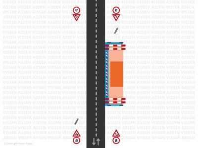 Wegafzetting berm met visuele rijrichtingsscheiding 1302b 1 dag of langer
