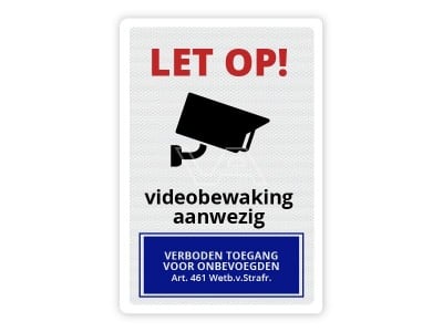 Verkeersbord Videobewaking aanwezig CB06 40 x 60 cm