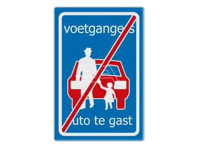 Verkeersbord RVV - Einde Voetgangersstraat, Auto te Gast
