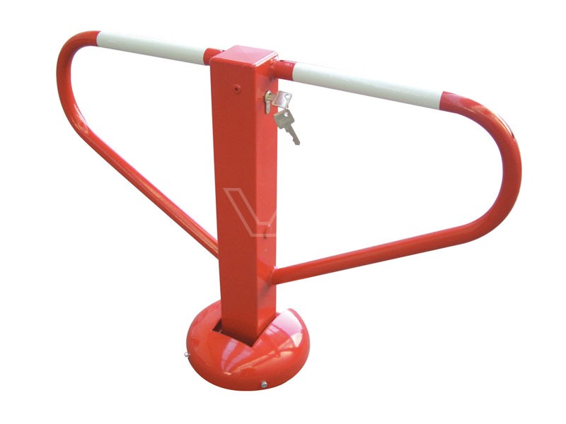 Parkeerbeugel klapbaar rood flexibel met voetplaat en cilinderslot