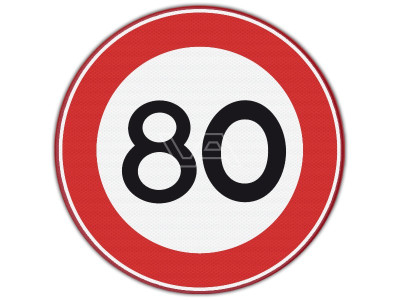 Verkeersbord RVV A01-80 - Maximumsnelheid 80 km