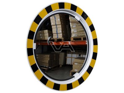 Industriespiegel glas rond 60 cm met geel-zwarte rand