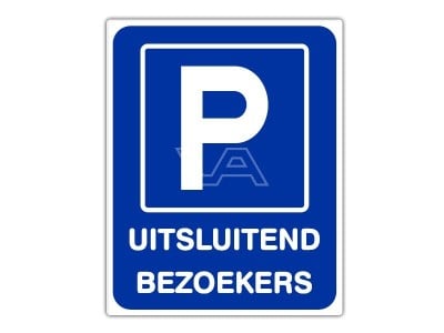 Parkeerbord IB51 bord dor lak 20 x 25 P Uitsluitend Bezoekers