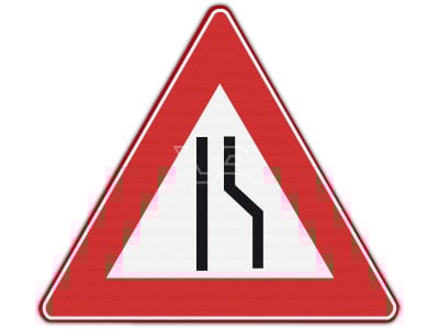 Verkeersbord RVV J18 - Rijbaanversmalling rechts