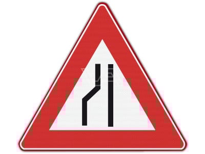 Verkeersbord RVV J19 - Rijbaanversmalling links