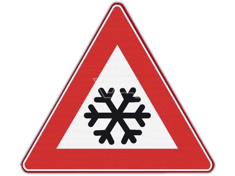 Verkeersbord RVV J36 - IJzel of sneeuw