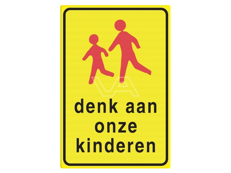 Verkeersbord RVV L303 'Denk aan onze kinderen'