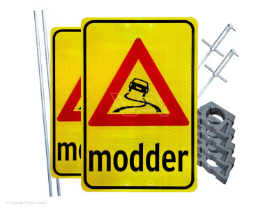 Modderbord aluminium 40 x 60 cm geel met opstelmast | 2 sets