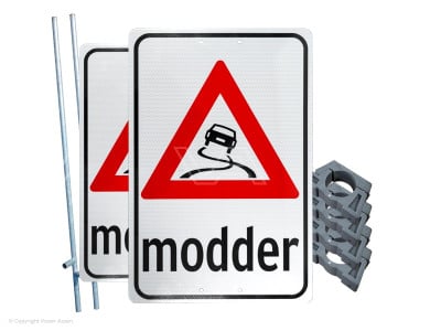 Modderbord kunststof 40 x 60 cm wit met buispaal | 2 sets