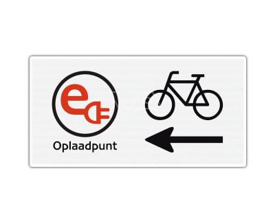 Verkeersbord Opladen elektrische fiets links