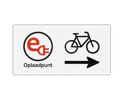 Verkeersbord Opladen elektrische fiets rechts