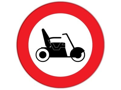Verboden voor scootmobielen bord Ø 30 cm