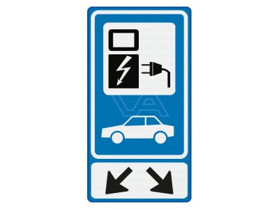 Verkeersbord BW101Sp19 + OB504 - Elektrische auto 40 x 80 cm