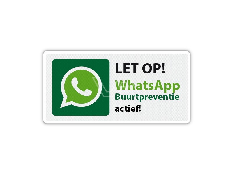 Verkeersbord WhatsApp Buurtpreventie WB06 40 x 20 cm