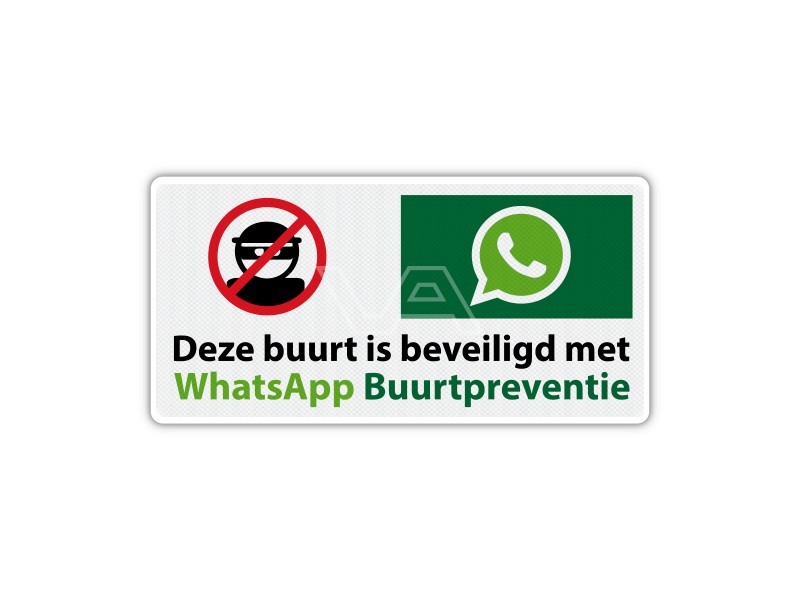 Verkeersbord WhatsApp Buurtpreventie WB07 40 x 20 cm