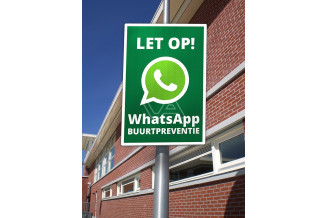 Verkeersbord WhatsApp BUURTPREVENTIE maakt de buurt weer veilig