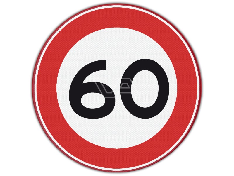 Verkeersbord A01-60 Maximumsnelheid 60 km | Visser